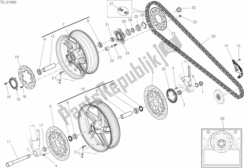 Todas as partes de Ruota Anteriore E Posteriore do Ducati Monster 659 Australia 2019